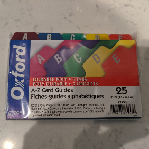 NEW Black Oxford Plastic Index Card File Box with Poly A-Z Index Card Guides - Picture 3 of 8